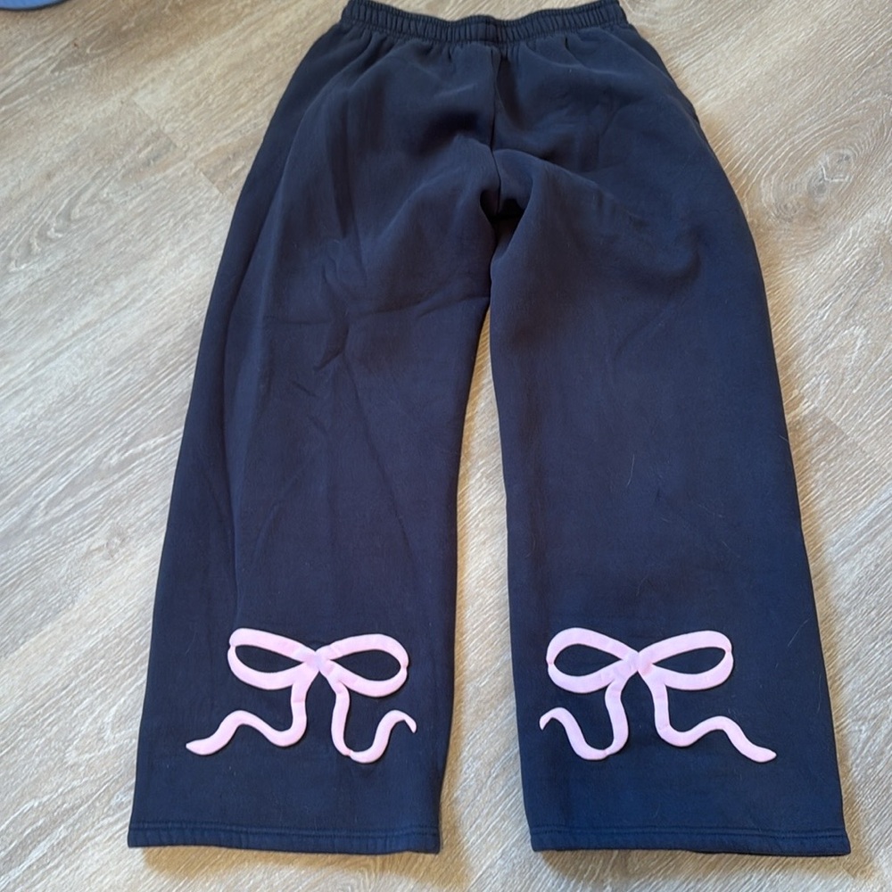 Edikted wide leg sweats with bow detail